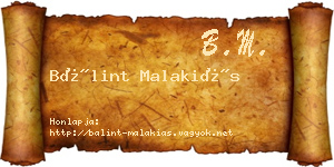 Bálint Malakiás névjegykártya